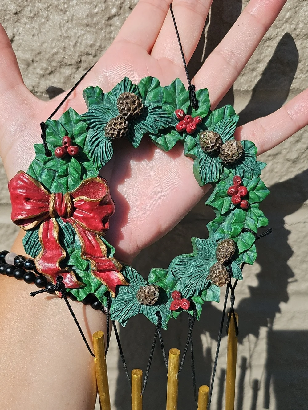Christmas wreath wind chime